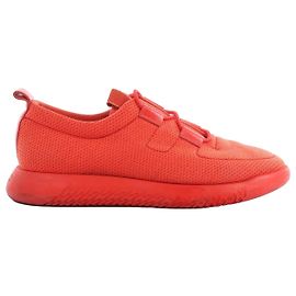 Hermès Leder x Mesh-Stoff Sneaker in Rot, Größe 42 EU Braun