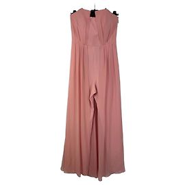 Halston Heritage Pink Strapless Wide-Leg Jumpsuit Pink