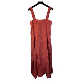 Autre Marque Robe midi en twill de viscose orange Lee Mathews Orange