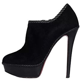 Christian Louboutin Black Suede Ankle Booties 37.5 EU Pre-owned Other