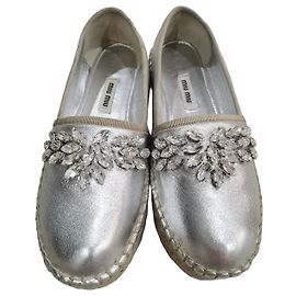 Espadrilles de cuero Miu Miu Hardware de plata