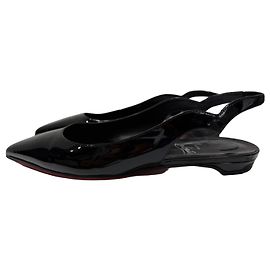 Christian Louboutin Hot Chick Sling Flat Patent Black 36 Black