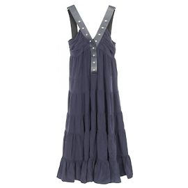 Vestido de seda e couro Louis Vuitton Azul Azul marinho
