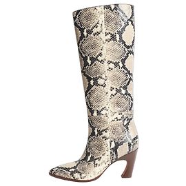 Chloé Botas altas de piel de serpiente neutra - talla EU 38,5 Otro