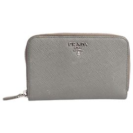 Prada Grey Saffiano zip wallet Grey