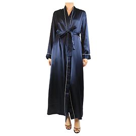 Autre Marque Navy silk Bailey dressing gown - size S Navy blue