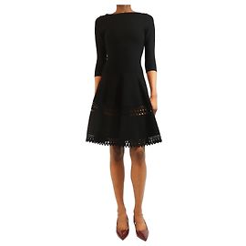 Alaïa Schwarzes Midi-Kleid mit Laserschnitt - Größe UK 8 Schwarz