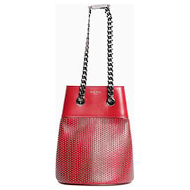 Elie Saab Mini bolsa balde de couro vermelho com studs Outro