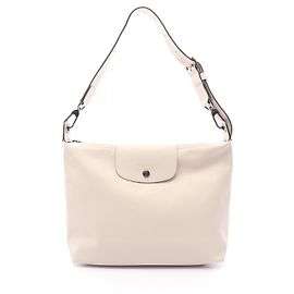 Bolsa de Ombro de Couro Longchamp Le Pliage Extra 2 em 1 Bege