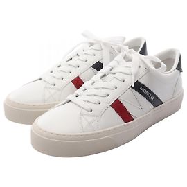 Baskets en cuir MONACO2 de Moncler Blanc Rouge Bleu Marine