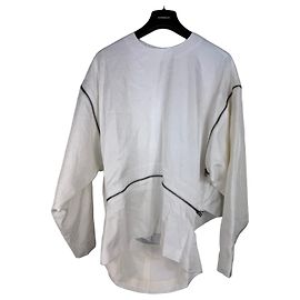 Blusa de acetato branco e seda com zíperes Tom Ford Branco