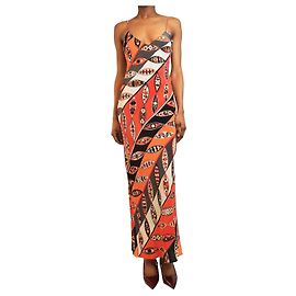 Emilio Pucci Vestido slip de seda impressa multicolor - tamanho UK 6 Multicor