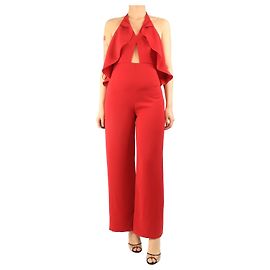 Autre Marque Rotes Crepe-Halter-Jumpsuit - Größe UK 10 Rot