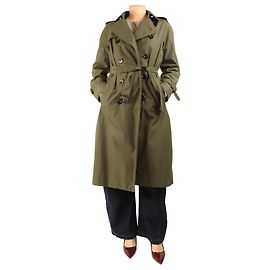 Céline Khakifarbener Trenchcoat mit Gürtel - Größe UK 10 Grün
