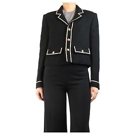 Céline Schwarze Tweedjacke - Größe UK 14 Schwarz