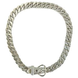 Hermès Hermes Boucles Sellier Sterling Silver 925 Chain Necklace Silvery