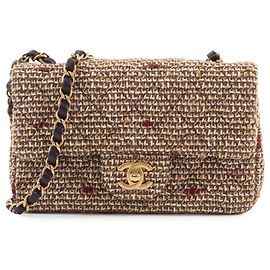 Borsa a Spalla Chanel Matelassé in Tweed Marrone Marrone