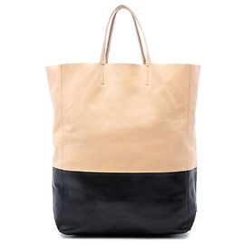 Céline Celine Beiger Bicolor Leder Vertikaler Cabas Tote Andere