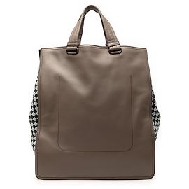 Bolsa tote de couro marrom com detalhes em Intrecciato da Bottega Veneta Marrom Taupe