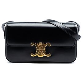Céline Borsa a spalla Claude in pelle di vitello nera lucida Celine Nero