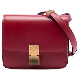 Céline Celine Vermelho Pequeno Bolsa de Couro de Bezerro Clássica Vermelho
