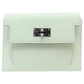 Hermès NEW HERMES KELLY POCKET COMPACT WALLET EPSOM LEATHER GREEN FIZZ Green
