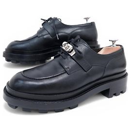 Hermès HERMES RICHELIEU-SCHUHE FIRST H2229457ZH 41 SCHWARZES LEDER + BOX Schwarz