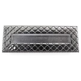 NUOVA SPILLA CHANEL DISTINTIVO NOME METALLO QUILTED ARGENTO 2.9X5.8CM Argento