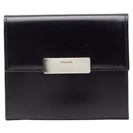 Prada Logo Leather Coin Case Black