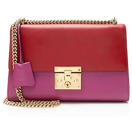 Bolsa de ombro média Padlock em couro Gucci Rosa