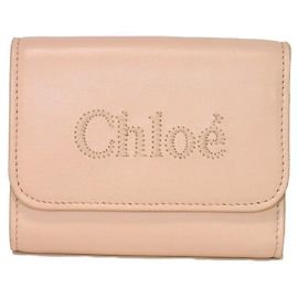 Chloé Chloe Sense Shiny Calfskin Trifold Wallet Pink