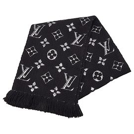 Sciarpa Logomania Shine in Lana e Seta Louis Vuitton Nero