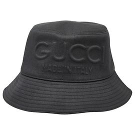 Gucci Embossed Cotton Rayon Bucket Hat Black