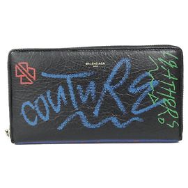 Balenciaga Leather Long Wallet Black