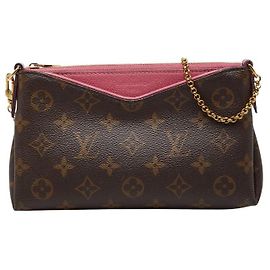 Louis Vuitton Pallas Clutch Monogram 2way Handbag Brown