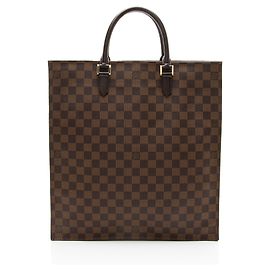 Sac Plat Tote Damier Ebene Louis Vuitton Marron