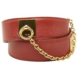 Céline Leather Belt Brown Brown