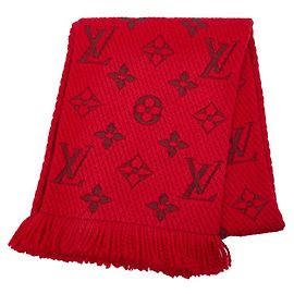 Sciarpa Logomania in Lana e Seta Monogramma Louis Vuitton Rosso