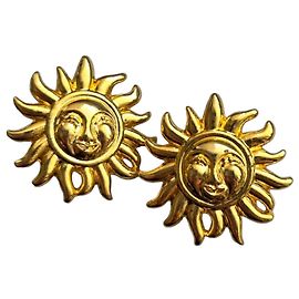 Boucles d'oreilles Gianni Versace Sunface dorées Doré