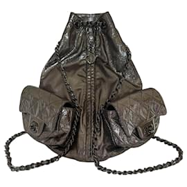 Chanel mini backpack metallic silver Silvery
