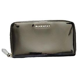 Givenchy Black Patent Leather Zip Wallet Black