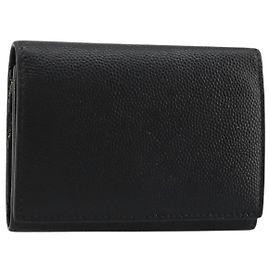 SAINT LAURENT Key Case Leather Black Silver Auth bs34205 Black Silvery
