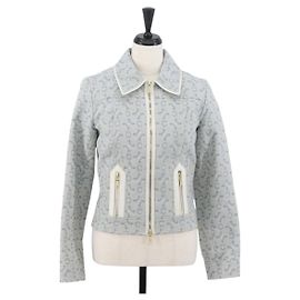 Céline CELINE C Macadam Canvas Jacke Hellblau Auth AMZ552M Hellblau
