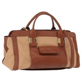 Chloé Bolsa de mão em couro Chloe Little Alice 2 em 1 marrom ouro Auth am11007 Marrom Dourado