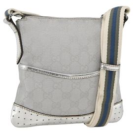 Borsa a Spalla GG Canvas Gucci Argento 147671 Auth BAZ628A Argento