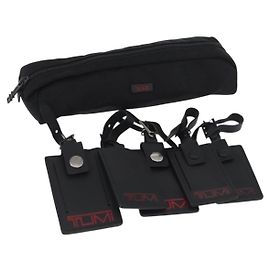Autre Marque TUMI Pouch Name Tag Leather nylon 6 Set Black Auth am10927 Black