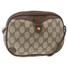 Bolsa Sherry Line GG Supreme Web da GUCCI em PVC bege e dourado 156 02 066 Auth bs34217 Bege Dourado