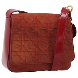Borsa a Spalla Canage Christian Dior in Nylon Rosso e Oro Auth YKZ592 Rosso D'oro