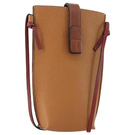 LOEWE Sac à épaule Anagram Gate Pocket en cuir marron Auth SW2201A Marron