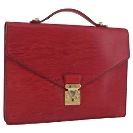 LOUIS VUITTON Epi Porta Documentos Bandoleira Pasta Vermelha LV Auth BAZ082 Vermelho
